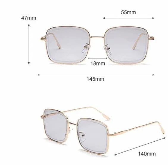 Big Square Vintage Sunglasses with Transparent Frame - MRC STORE