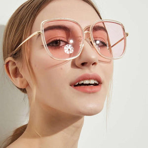 Big Square Vintage Sunglasses with Transparent Frame - MRC STORE