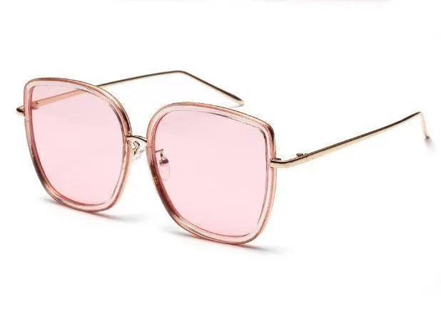 Big Square Vintage Sunglasses with Transparent Frame - MRC STORE