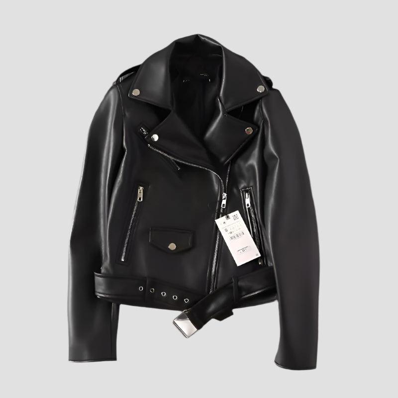 Black PU Leather Zip Jacket – Long Sleeve - MRC STOREJacketsMy StoreA black PU leather jacket with a mandarin collar, long sleeves, and a full - length zipper. The jacket is displayed on a mannequin with a tag still attached.MRC STORECJYD229210205EVBlack2XL