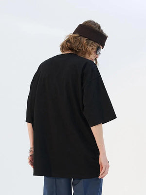 Blue Melancholic Portrait Satin Patch T-shirt - MRC STORE