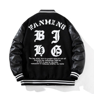 Bomber Jacket – Cotton - Padded Thickened Woolen Coat - MRC STOREJacketsMRC STOREBlack varsity jacket with white lettering on a white backgroundMRC STORECJXZ254743204DWBlack With Cotton Lining2XL
