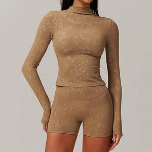 Bronzing Yoga Long Sleeve Top – Activewear - MRC STOREyoga clothesMy StoreBronzing Yoga Top Long sleeved Top – Stylish Activewear for Fitness and Beyond - MRC STOREMRC STORECJDK222532215OLCaramel MochaL