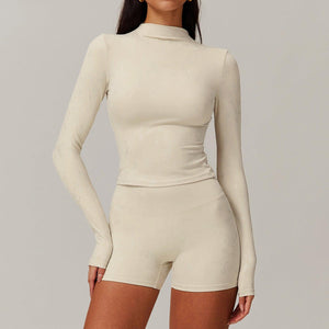 Bronzing Yoga Long Sleeve Top – Activewear - MRC STOREyoga clothesMy StoreBronzing Yoga Top Long sleeved Top – Stylish Activewear for Fitness and Beyond - MRC STOREMRC STORECJDK222532207GTLight Apricot ColorL