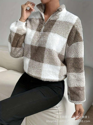 Buffalo Plaid Off - Shoulder Sweater - MRC STORETopMy StoreBuffalo Plaid Off - Shoulder Sweater - MRC STOREMRC STORECJWY197732403CXKhakiL