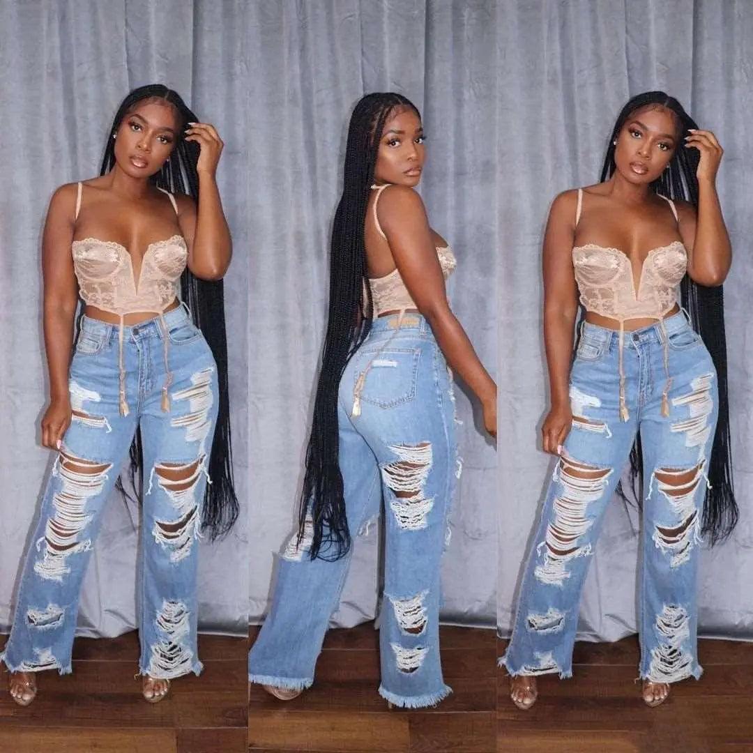 Burnt Ripped Jeans - MRC STORE