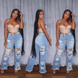 Burnt Ripped Jeans - MRC STORE