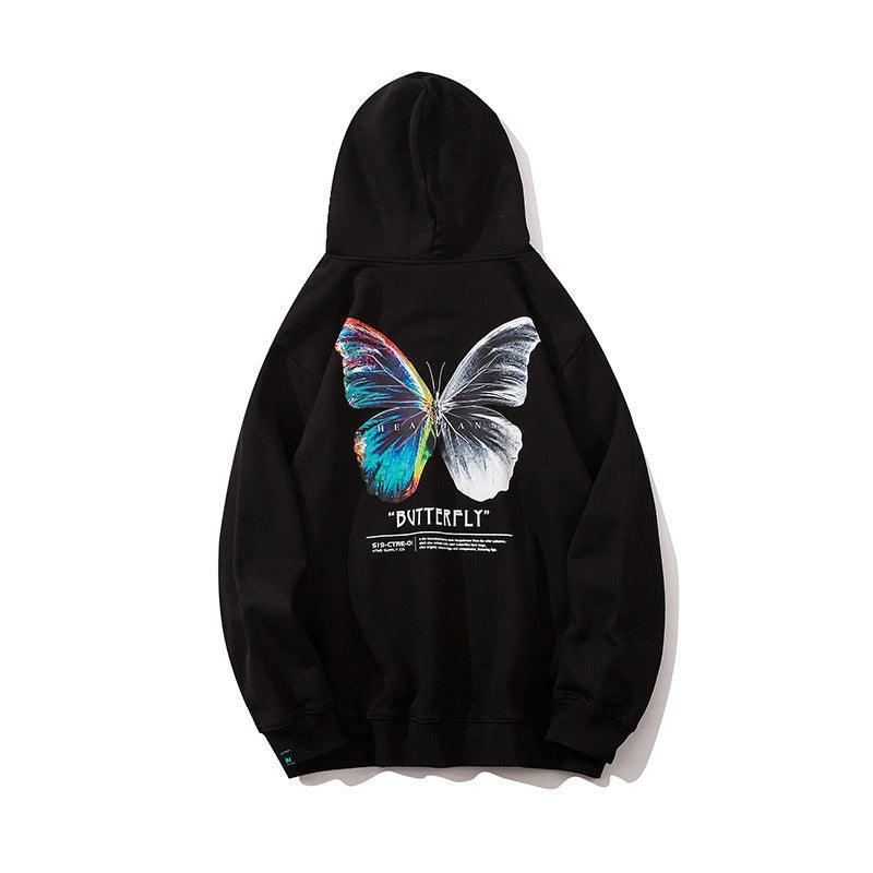 Butterfly Print Cotton Hoodie - MRC STORE