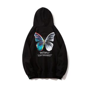 Butterfly Print Cotton Hoodie - MRC STORE