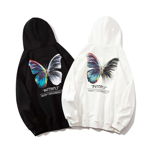 Butterfly Print Cotton Hoodie - MRC STORE