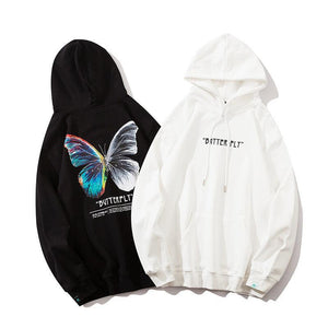 Butterfly Print Cotton Hoodie - MRC STORE