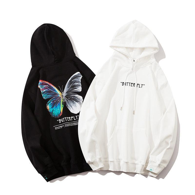 Butterfly Print Cotton Hoodie - MRC STORE