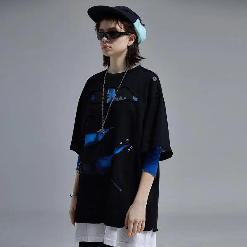 Button Trim Casual T-Shirt - MRC STORETopMy StoreButton Trim Casual T-Shirt - MRC STOREMRC STORECJYH180197003CXBlackL