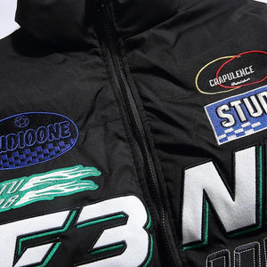 Solid Color Racing Embroidered Jacket - MRC STORE