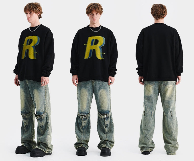 Loose Trendy Round Neck Long Sleeve Sweater MRC STORE