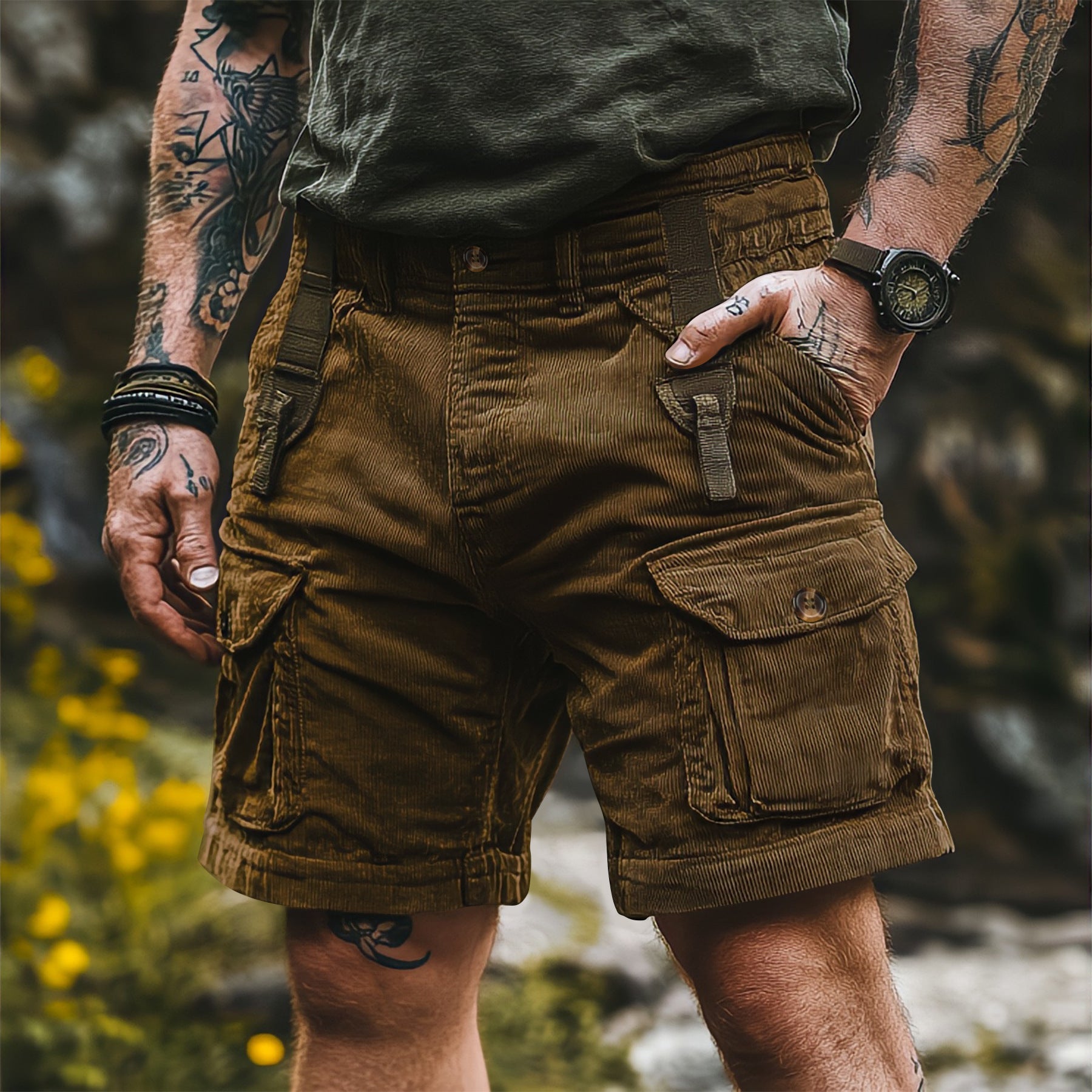 Men’s Casual Shorts - Multi-Pocket Overalls My Store