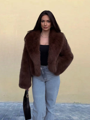 Faux Fur Collar Long Sleeve Winter Coat MRC STORE