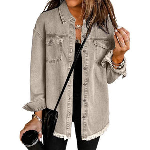 Denim Lapel Top - MRC STORE