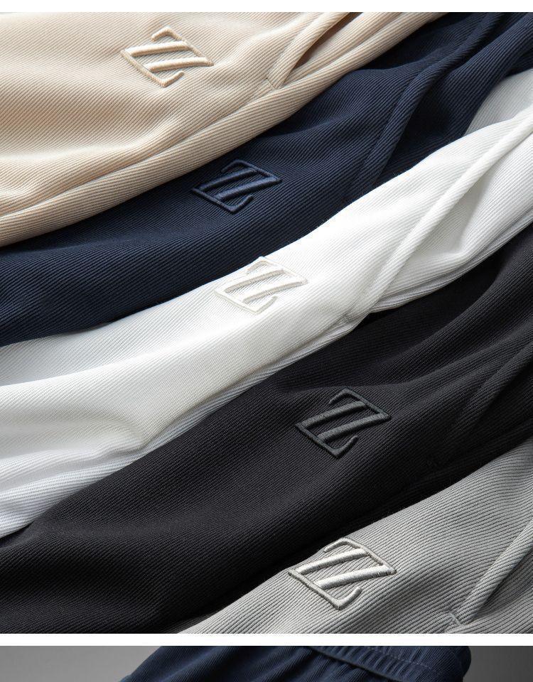 Embroidered Sports Style Casual Pants with ZZ Letters - MRC STORE