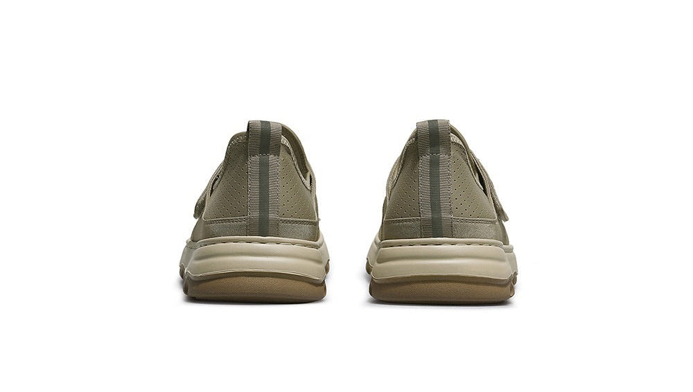 Beige slip-on shoes shown from front and back on a white background