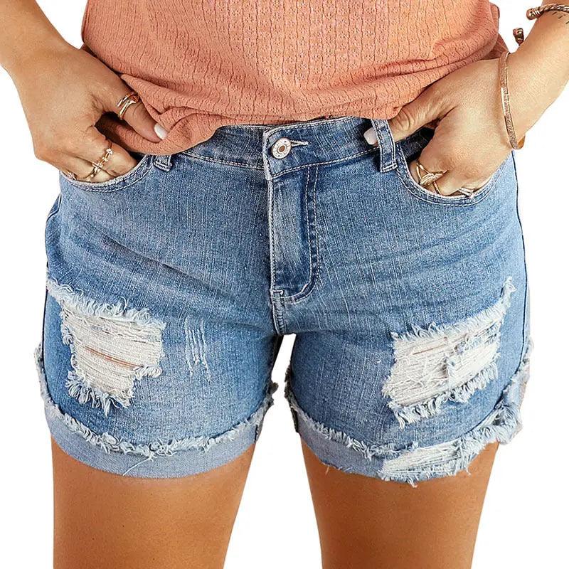Washed & Frayed Casual Shorts - MRC STORE