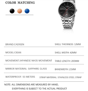 Cadisen C8166 Men’s Luminous Mechanical Watch - MRC STOREAccessoriesMy StoreCadisen C8166 Men’s Luminous Mechanical Watch My Store MRC STORECJJX173893802BY2Color