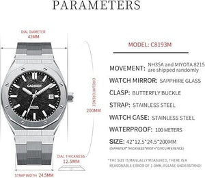 CADISEN Model C8193M Men's Automatic Watch Mechanical NH35 Movement Waterproof Sapphire Glass Casual Business Watches - MRC STORE