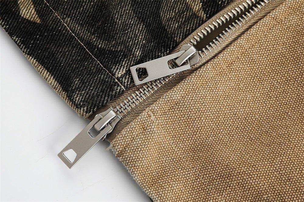 Camouflage Hooded Denim Jacket - Stylish and Bold Contrast Patchwork - MRC STORE