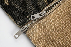 Camouflage Hooded Denim Jacket - Stylish and Bold Contrast Patchwork - MRC STORE