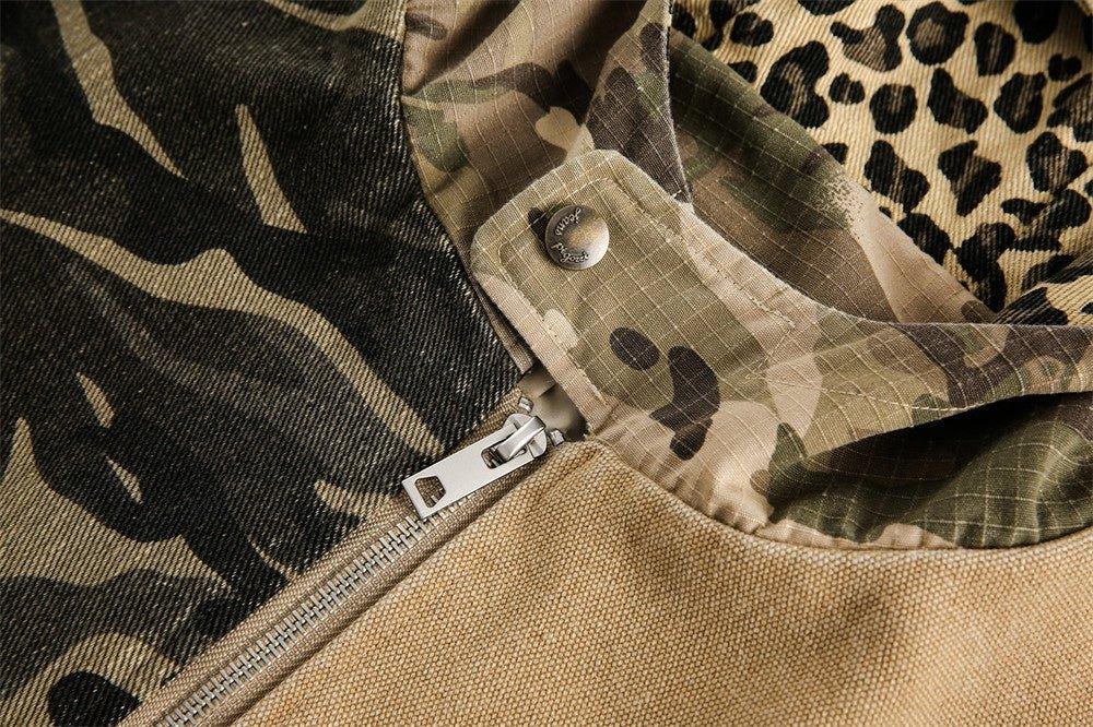 Camouflage Hooded Denim Jacket - Stylish and Bold Contrast Patchwork - MRC STORE