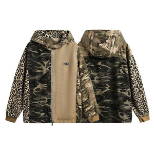 Camouflage Hooded Denim Jacket - Stylish and Bold Contrast Patchwork - MRC STORE