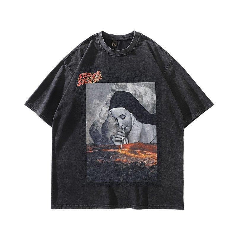 GONTHWID Printed Washed Vintage T-Shirt – Pure Cotton for Everyday Comfort - MRC STORE