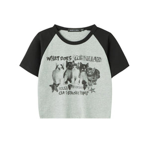 Cat T-Shirt Color Block – Raglan Sleeve, Cropped - MRC STORET-ShirtsMy StoreCat T-Shirt Color Block – Raglan Sleeve, CroppedMRC STORECJCS214354503CXFlower GrayL