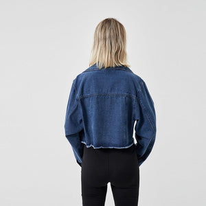 Retro Raw Edge Soft Denim Jacket - MRC STORE
