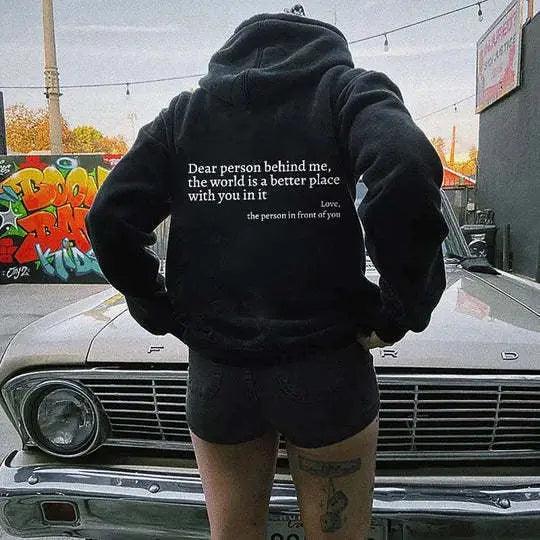 Letter Print Casual Hoodie - MRC STORE