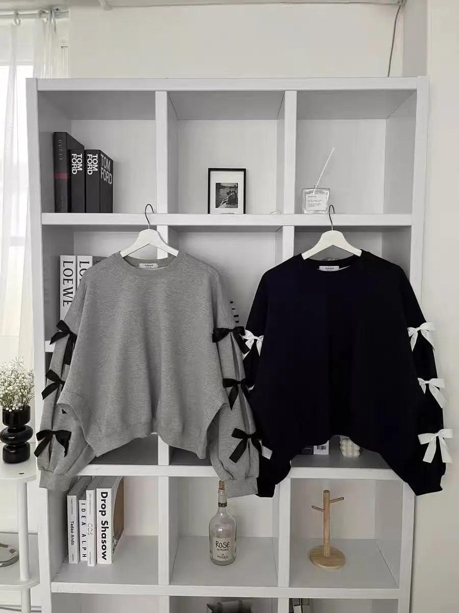 Loose Bow Lantern Sleeve Sweater - MRC STORE