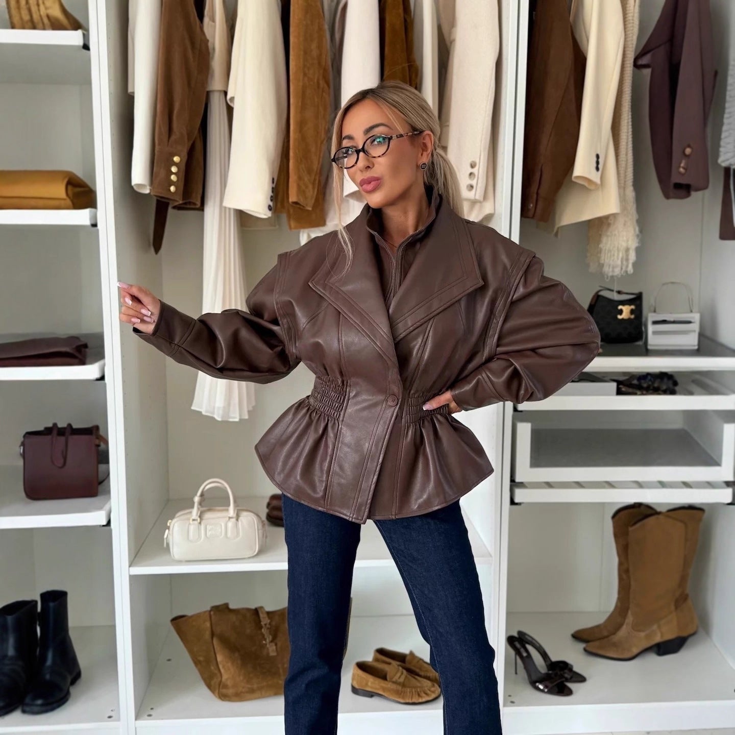 Chic Faux Leather Casual Jacket - MRC STOREJacketsMRC STOREChic Faux Leather Casual Jacket MRC STORE 60.00MRC STORECJYD254396806FUBrownL