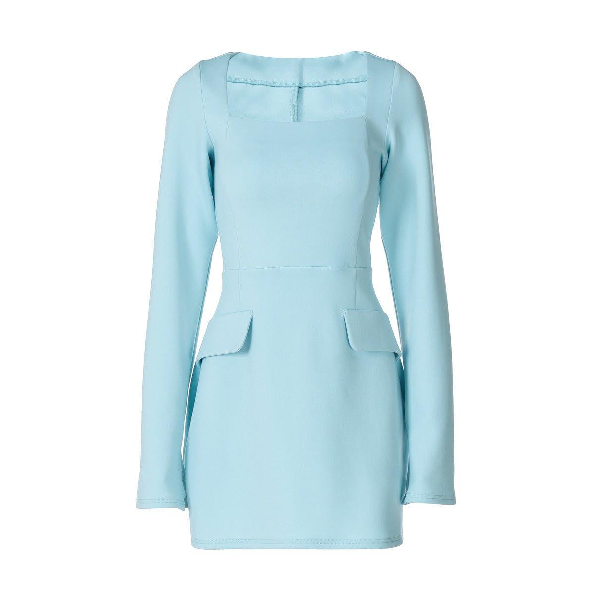 Chic Loose Square Collar Mid Waist Dress for Women - MRC STORE