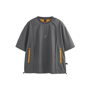 Contrast Color 3 - in - 1 Functional Sweater - MRC STORESweaters & HoodiesMRC StoreGray short - sleeve shirt with yellow zippers on a white backgroundMRC STORECJWY231570404DWGray2XL