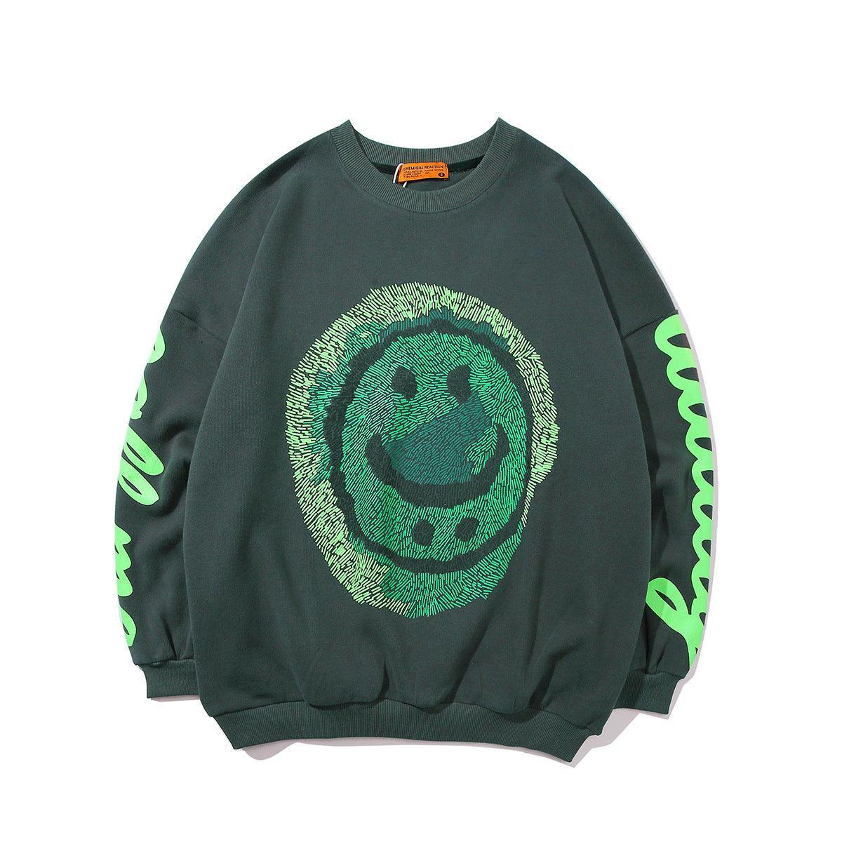 Crew Neck Printed Sweatshirt – Cotton Casual - MRC STORETopMy StoreOversized Smiley Face Graphic Sweatshirt – Bold Black Pullover with Neon Green Print - MRC STOREMRC STORECJNSSYWY03458-Grey-LGreyL