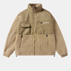 Cross Lapel Fleece Jacket - MRC STOREJacketsMRC STOREBeige jacket with a sherpa - like texture on a white backgroundMRC STORECJXZ247870511KPBL703 Army Green2XL