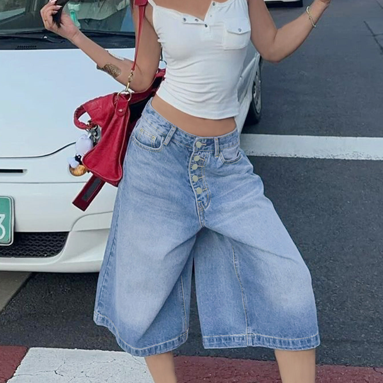 Women’s Denim Shorts - Multi-Breasted Cropped Fit My Store  40.73