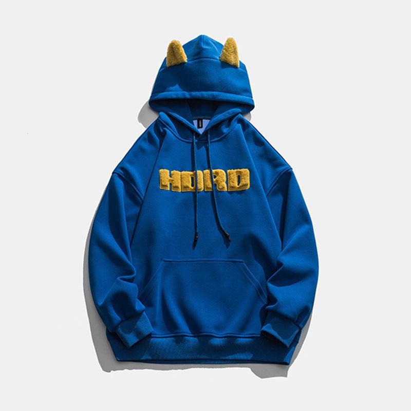Monogram Embroidery Round Neck Hoodie - MRC STORE