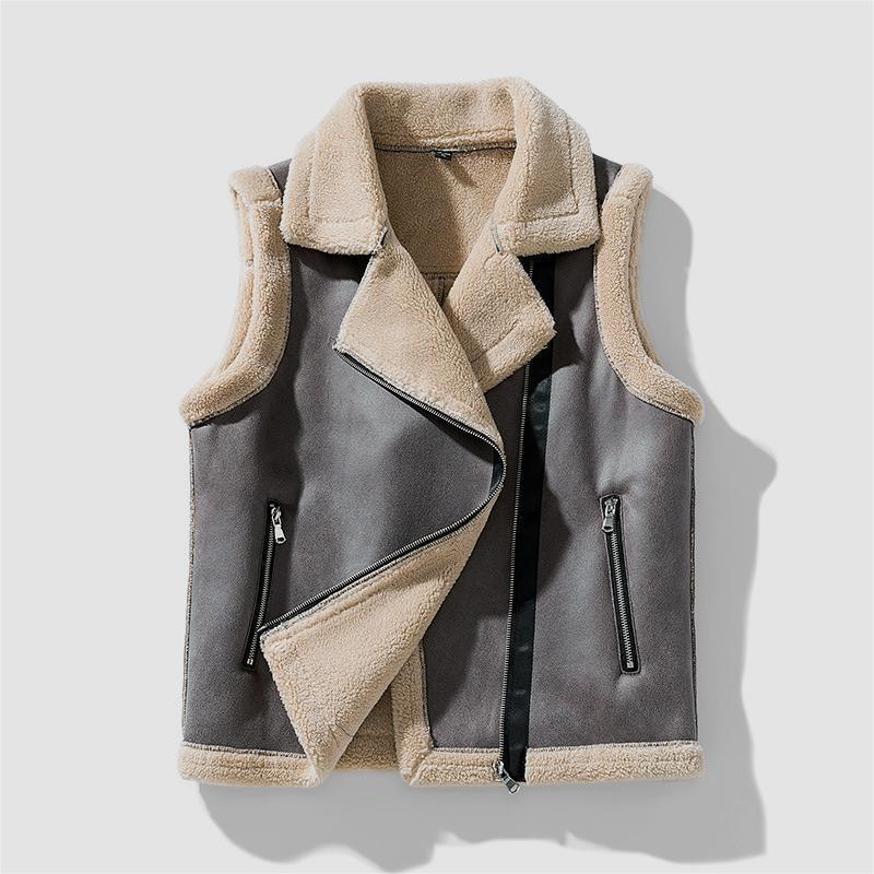 Lambswool Fleece lined Winter Vest Thickened Casual Cardigan - MRC STORE