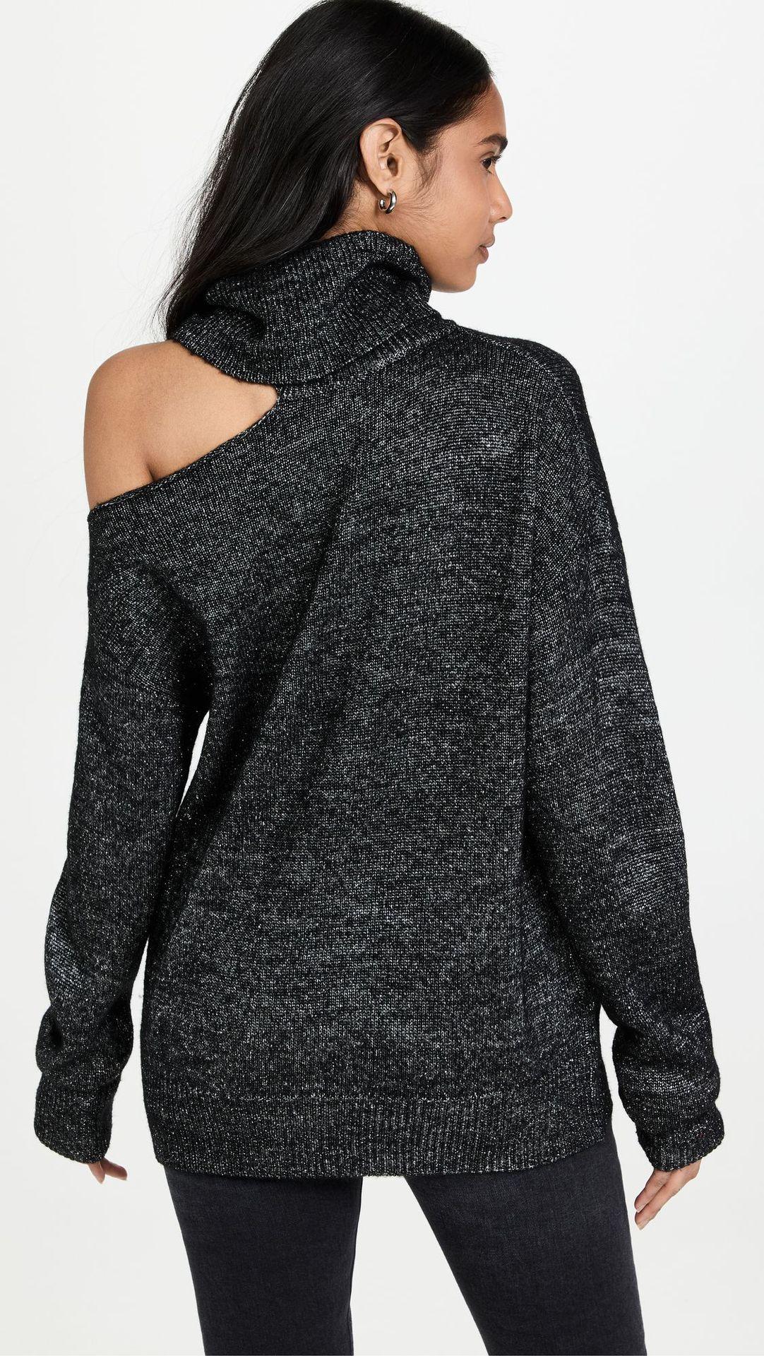 Elegant Off Shoulder Women's Sweater with Abstract Design - MRC STORE