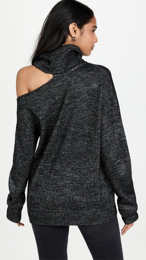 Elegant Off Shoulder Women's Sweater with Abstract Design - MRC STORE