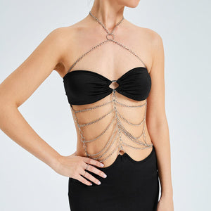 Metal Chain Halterneck Cutout Party Dress - Bold and Daring - MRC STORE