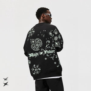 Glow Night Cashew Flower Printing Fleece Sweater - MRC STORE