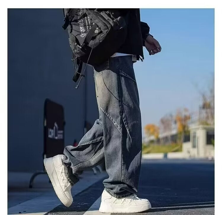 Men’s Distressed Jeans - Retro Loose Blue Black My Store
