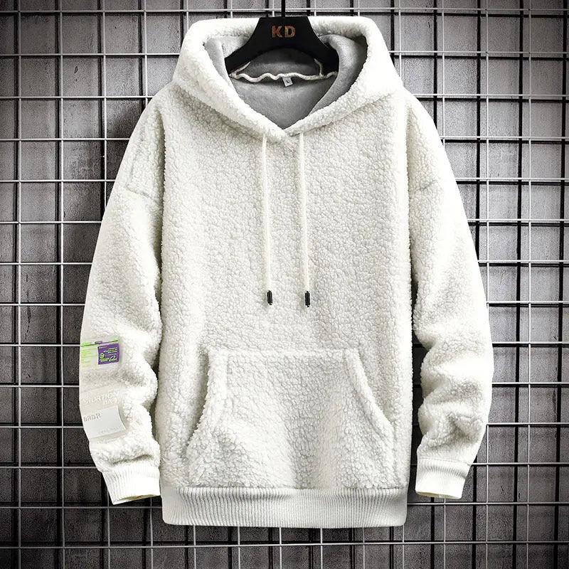 Cozy Sherpa Fleece Hoodie with Utility Patch Detail - MRC STORE